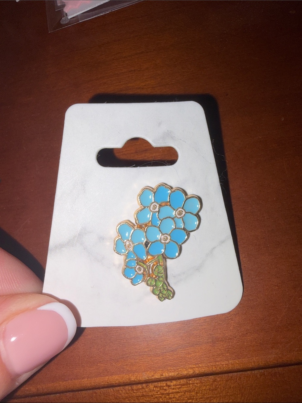 Blue Forget Me Not Floral Enamel Brooch Pin NWT